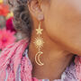 'Tempest Celestial' Ethical Hand Beaten Brass Earrings, thumbnail 1 of 3