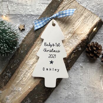 Personalised Baby's First Christmas 2023 Ceramic Tree, 2 of 5