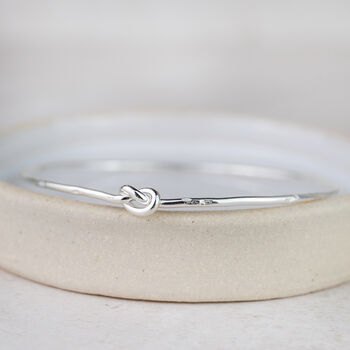 Sterling Silver Love Knot Single Bangle, 2 of 5