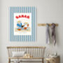 Babar Stripy Blue Family Nursery Art Print, thumbnail 3 of 4