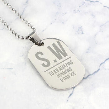 Personalised Initials Steel Dog Tag Necklace, 4 of 7