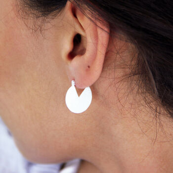 Sterling Silver Cutout Disc Hoop Earrings, 2 of 8
