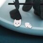 Cat And Fishbone Stud Earrings In Sterling Silver, thumbnail 2 of 9