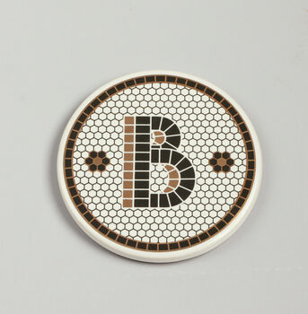G Decor Pub Black Gold Tile Monogram Alphabet Coasters, 5 of 10