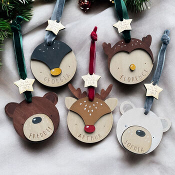 Hand Painted Personalised Christmas Decoration | Bear, 2 of 8