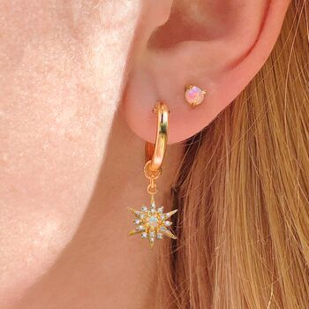 Opal North Star Hoop Earrings / Gold Filled, 3 of 6