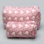 Arpora Floral Hand Block Pattern Pink Make Up Bag, thumbnail 2 of 7
