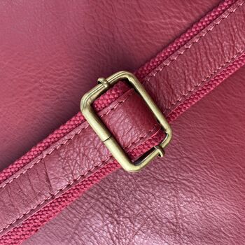 Red Soft Leather Travel Bag, Holdall, Flight Bag, 5 of 6