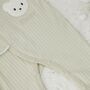 Personalised Light Sage Snow Bear Boucle Wrap Romper, thumbnail 2 of 4