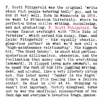 F. Scott Fitzgerald Greeting Card For Book Lovers, 2 of 6