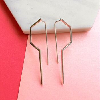 Gold Plated Sterling Silver Angular Drop Earring, 4 of 5