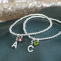 Silver Plated Initial And Birthstone Star Bracelet, thumbnail 2 of 6