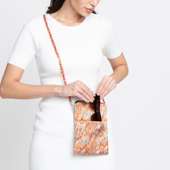 Silk Zipped Crossbody Bag Crosshatch, 10 of 12