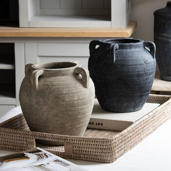 Aged Black Vase With Handles, 2 of 3