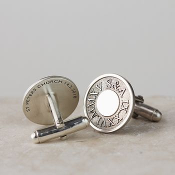 Personalised Silver Roman Numerals Cufflinks, 3 of 6