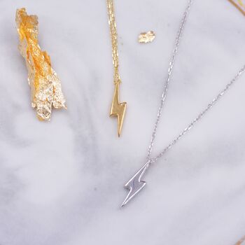 Sterling Silver Tiny Little Lightning Bolt Pendant Necklace, 4 of 12