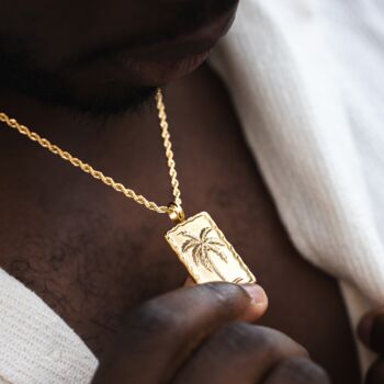 Gold Plated Palm Tree Steel Pendant Necklace For Men, 10 of 12