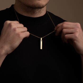Engraved Four Sided Name Bar Pendant Necklace, 2 of 6