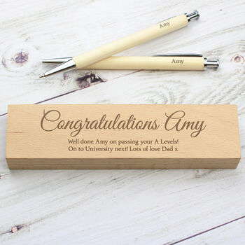 Personalised Message Wooden Pen And Pencil Box Set, 7 of 10