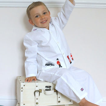 Boy's Personalised London Cotton Pyjamas, 6 of 8