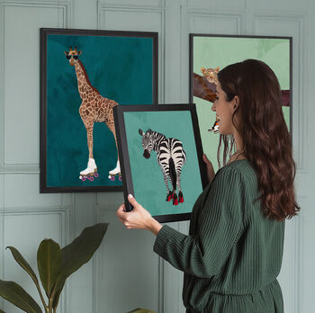 Custom Personalised Zebra Wearing Heels Art Print, 8 of 12