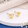 Gold Plated Sterling Silver Forever Heart Stud Earrings – 6mm, thumbnail 1 of 6