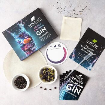 Sandy Leaf Farm Gin Making Kit – Five Bottle, Colour Changing Infusing Kits, 3 of 4