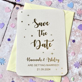 Gold Foil Star Save The Date, 2 of 4