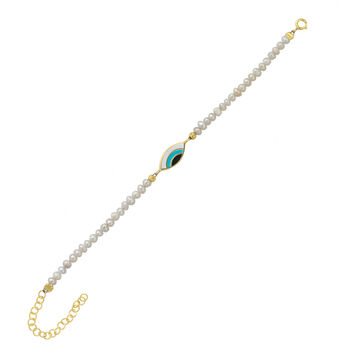 Pearl Evil Eye Sterling Silver Bracelet, 10 of 10