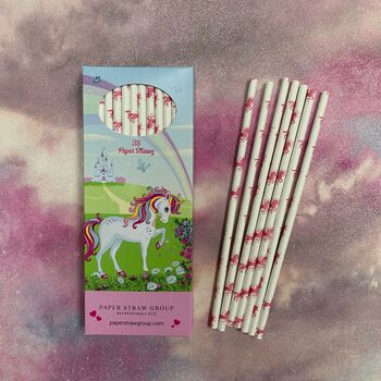 Unicorn Paper Straws Box Of 38 100% Biodegradable, 3 of 7