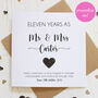 Personalised 11th Wedding Anniversary Card With Steel Heart, thumbnail 1 of 5