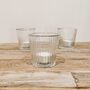 Clear Glass Tea Light Holder Gold Or Silver Rim, thumbnail 3 of 6