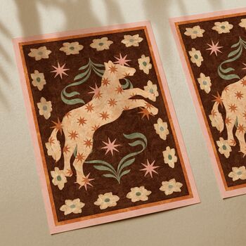 ‘Floral Horse’, Botanical Western Art Print, Rodeo Cowboy Flower Poster, 3 of 3