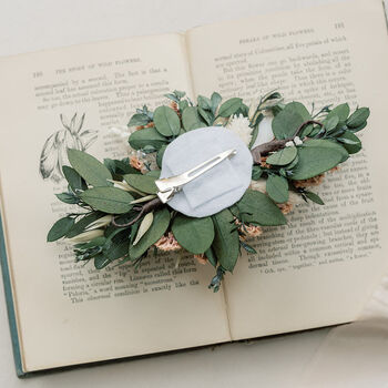 Clara Winter Whites Hair Clip Dried Flower Wedding Hair Accessory, 3 of 5