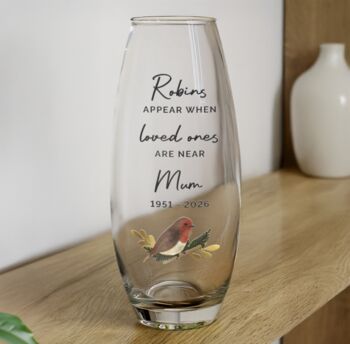 Personalised Robins Appear Printed Vase, 5 of 5