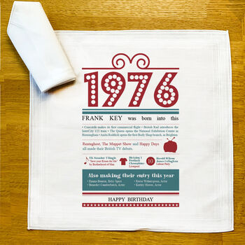 Personalised 50th Birthday 1976 Handkerchief Pair, 9 of 9