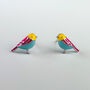 Sterling Silver Colourful Bird Stud Earrings, thumbnail 4 of 9