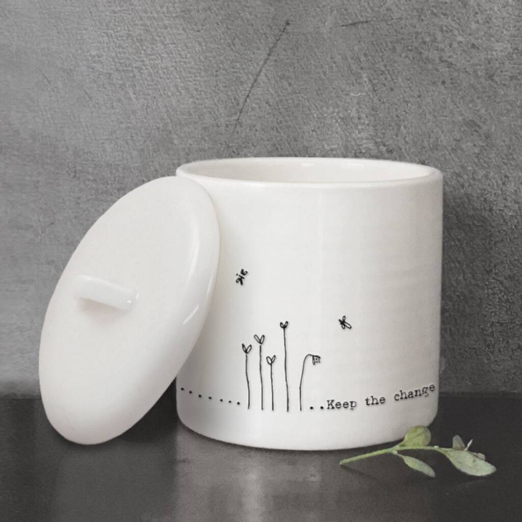 East Of India Porcelain Money Pot Keep The Change