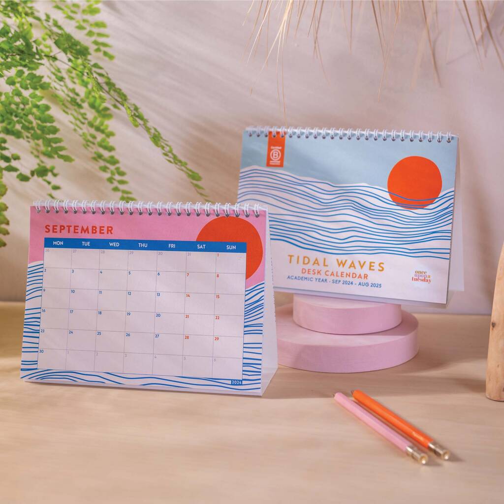 Academic Year Desk Calendar 2024 2025 Tidal Waves By Once Upon a Tuesday