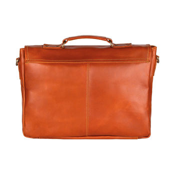 Personalised Tan Buffalo Leather Yale Clip Up Satchel, 5 of 9