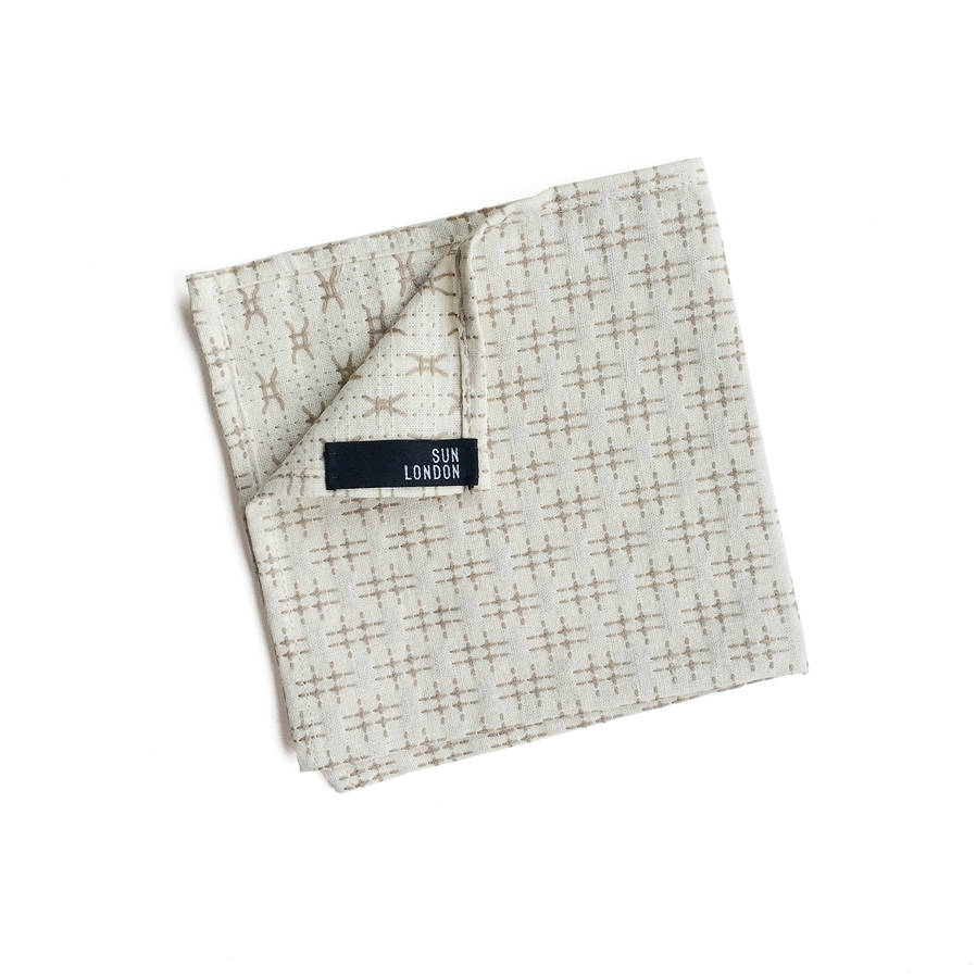 hitomi embroidered japanese woven cotton pocket square by sun london