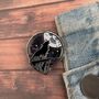 Moving Wolf Howling With Moon Enamel Pin With Shaker Glitter And Stars, thumbnail 3 of 3