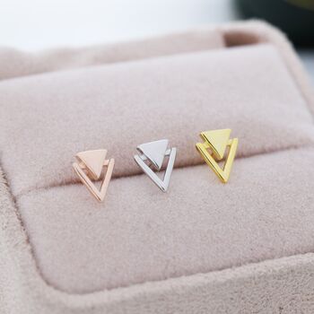 Sterling Silver Double Triangle Stud Earrings, 6 of 12