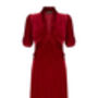 Deep Red Silk Velvet Midi Dress, thumbnail 2 of 3