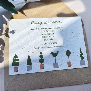 Topiary Change Of Address Cards Plain Or Plantable Card, 2 of 3