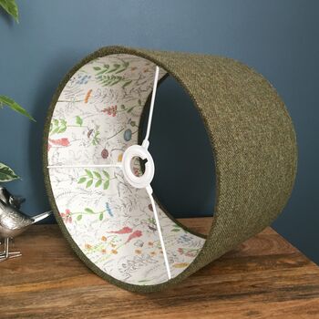 Tussock Green Tweed Floral Lined Lampshades, 7 of 9