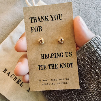 Thank You Bridesmaid Knot Earrings, 3 of 8