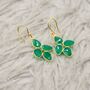 Green Onyx Silver Drop Earrings, thumbnail 2 of 8