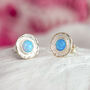 Molten Sterling Silver Framed Blue Opal Stud Earrings, thumbnail 3 of 9