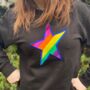 Large Star Embroidered Rainbow Sweatshirt Black, thumbnail 2 of 2